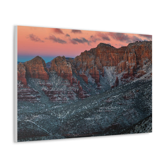 Snowy Sunset of Sedona Mountains - Canvas Wrapped